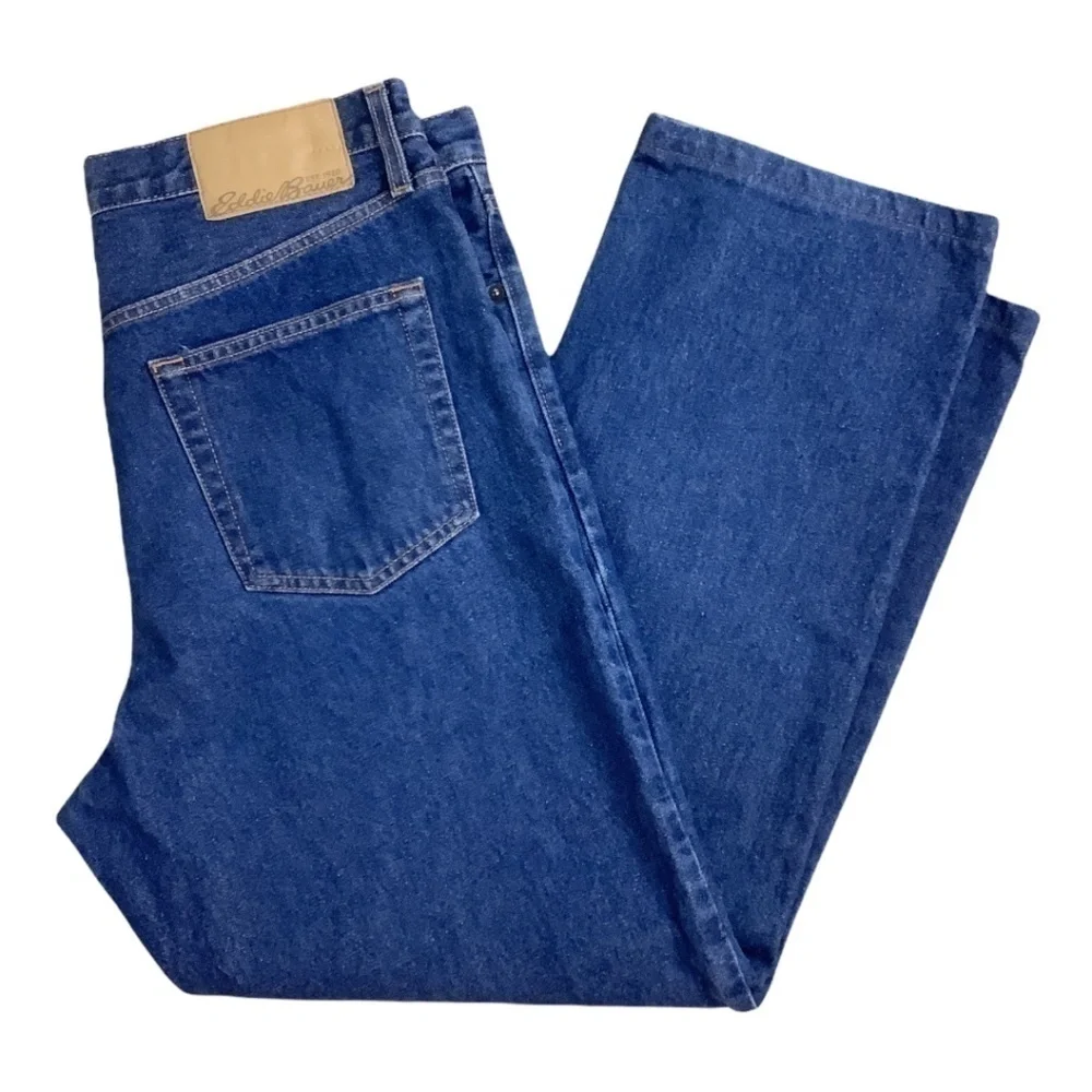 Eddie Bauer Men's Traditional Fit Dark Wash‎ Blue Denim Jeans